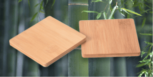 Bamboo Coasters as promo items.